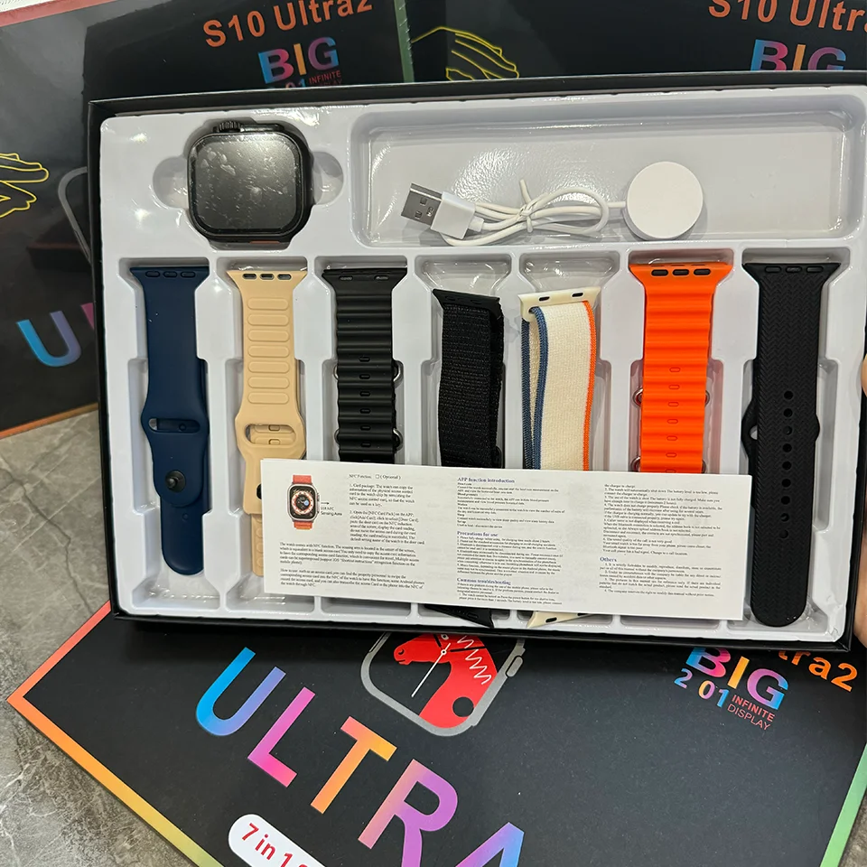 2025 nuevo 7 en 1 correa S10 ultra 2 reloj inteligente Ultra llamada telefónica Bluetooth relojes deportivos para hombre mujer reloj de ritmo cardíaco PK reloj 10