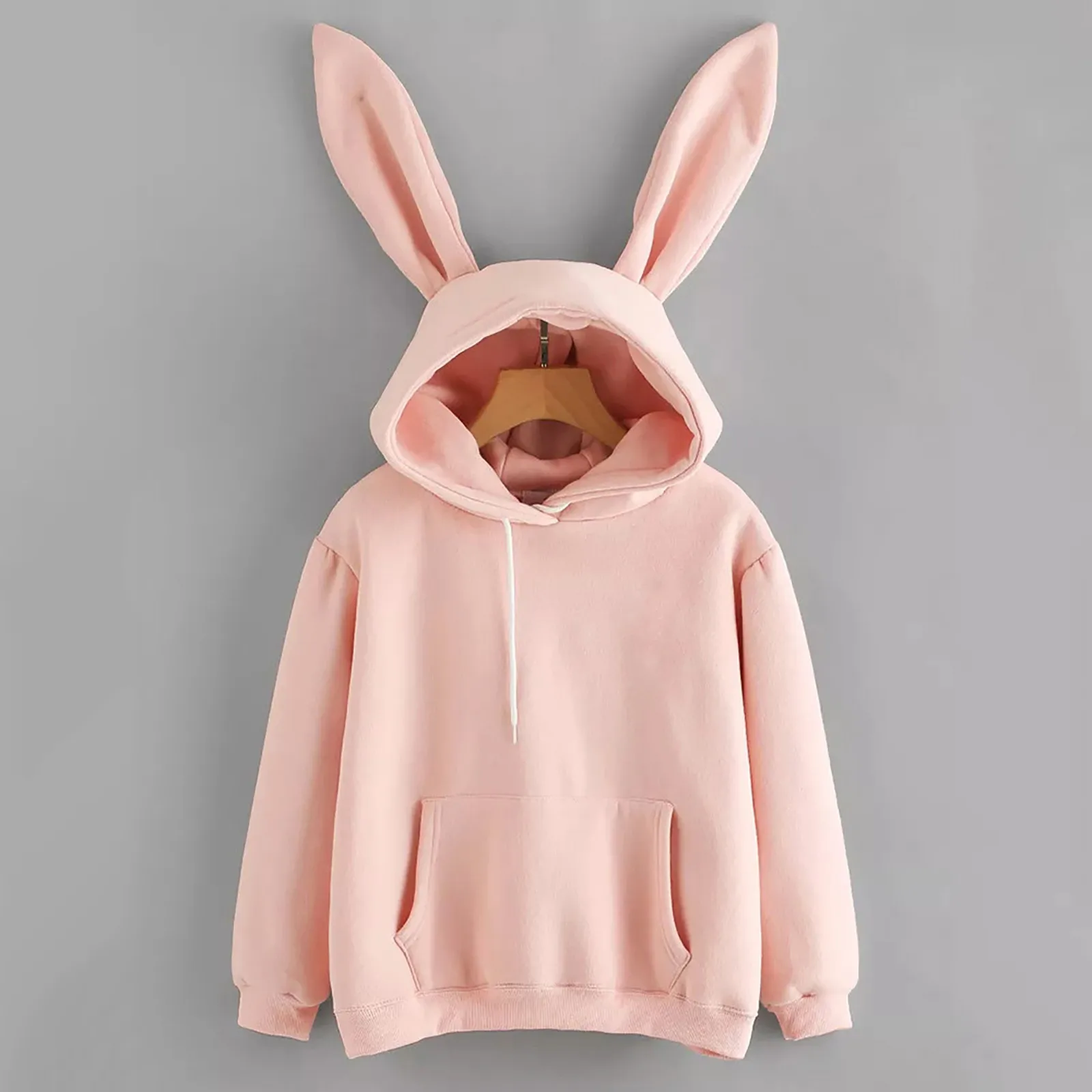 2023 Autumn Winter Women Hoodies Kawaii Rabbit Ears Fashion Hoody Casual colors Solid Color Warm Sweatshirt Hoodies For Women