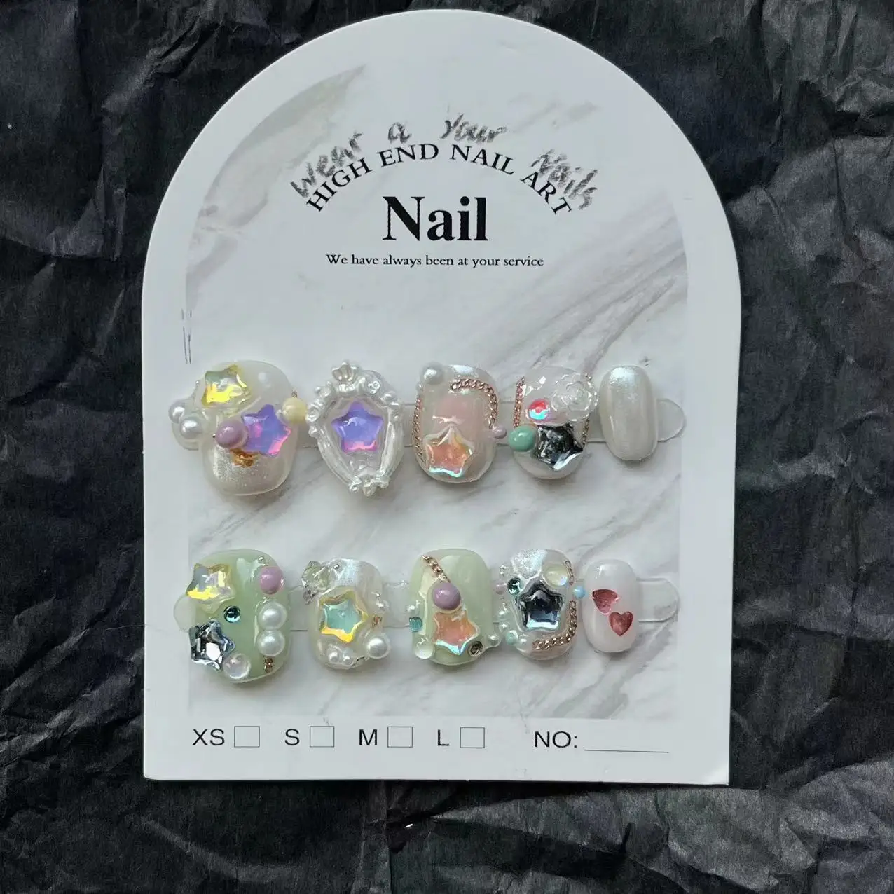 Faux Ongles Faits à la Main de Luxe, à Pression, N64.Baroque, à Paillettes, Courts, Design de Ballet, Couverture Complète, Artificiels, 123, 10 Pièces