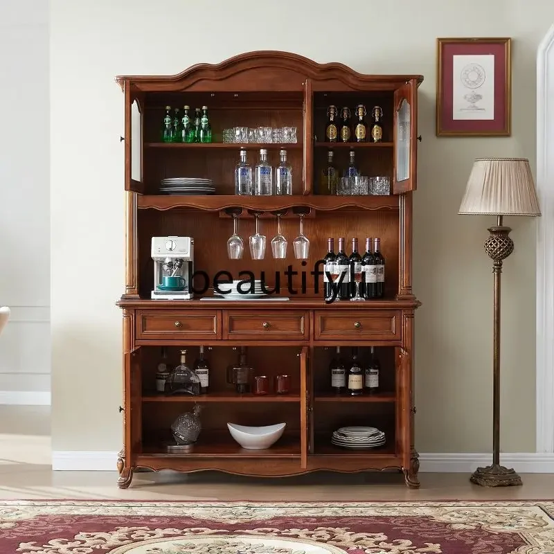 

D25 retro all-solid wood dining side cabinet, old locker in the living room, European simple, new cupboard