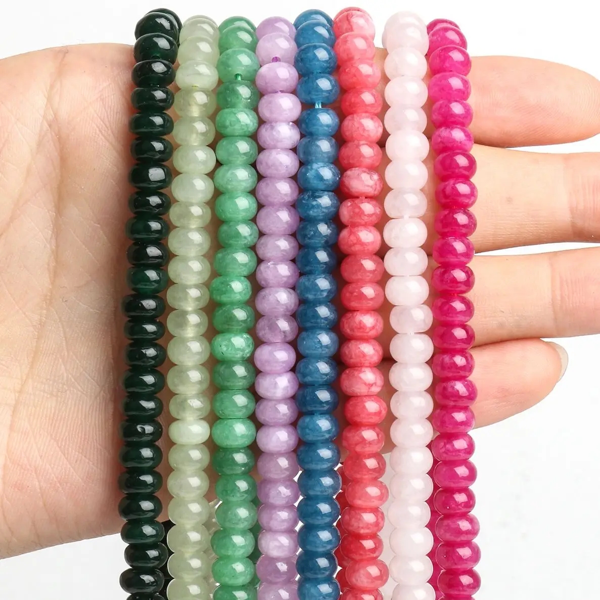 6x4mm Natural Stone Beads Green Jade  Chalcedony Rondelle Loose Spacer Beads For Jewelry Making Earrings Accessories Wholesale