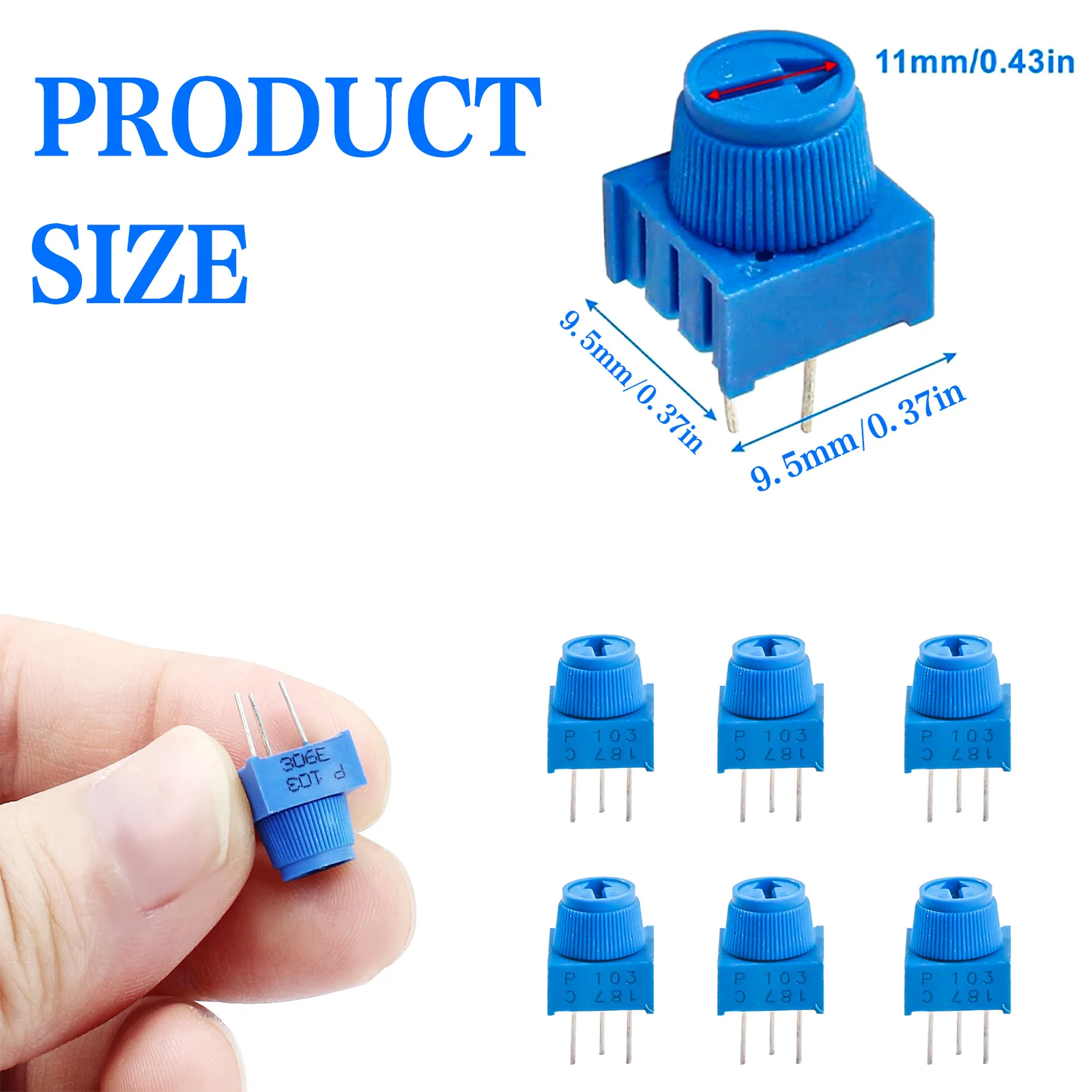 Potentiomètre de coupe 10K Ohm, 12 pièces, avec bouton, Kit d'assemblage de potentiomètre de tondeuse à résistance Variable, Compatible Arduino