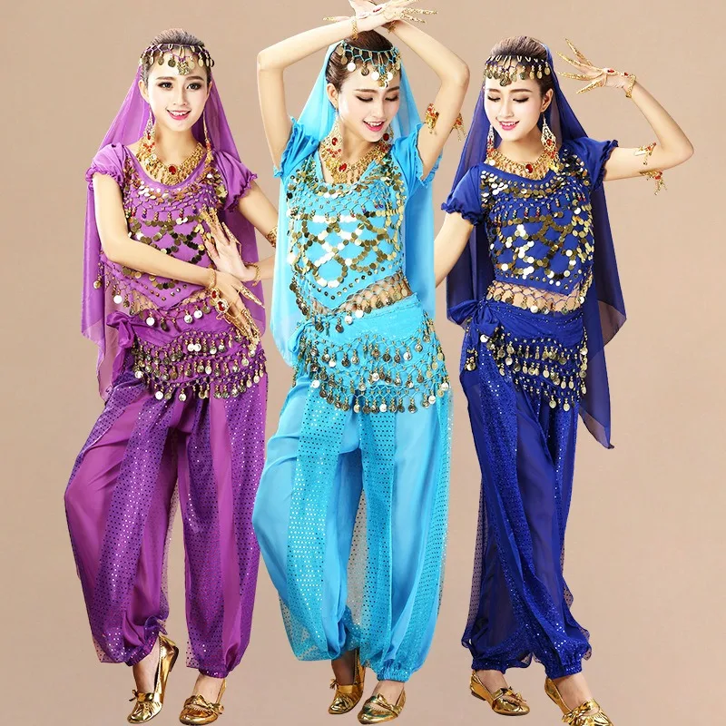 Indain Clothing Dance Practice Clothing Belly Dance Suit New Short-sleeved Suit Belly Dance Clothing Indian Costumes Performance