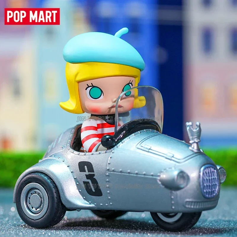 POP MART Molly Car Car Series Blind Box Cute Anime Action Figure Trendy Toys Collectible Girl Birthday Gift Decoration Guess Bag