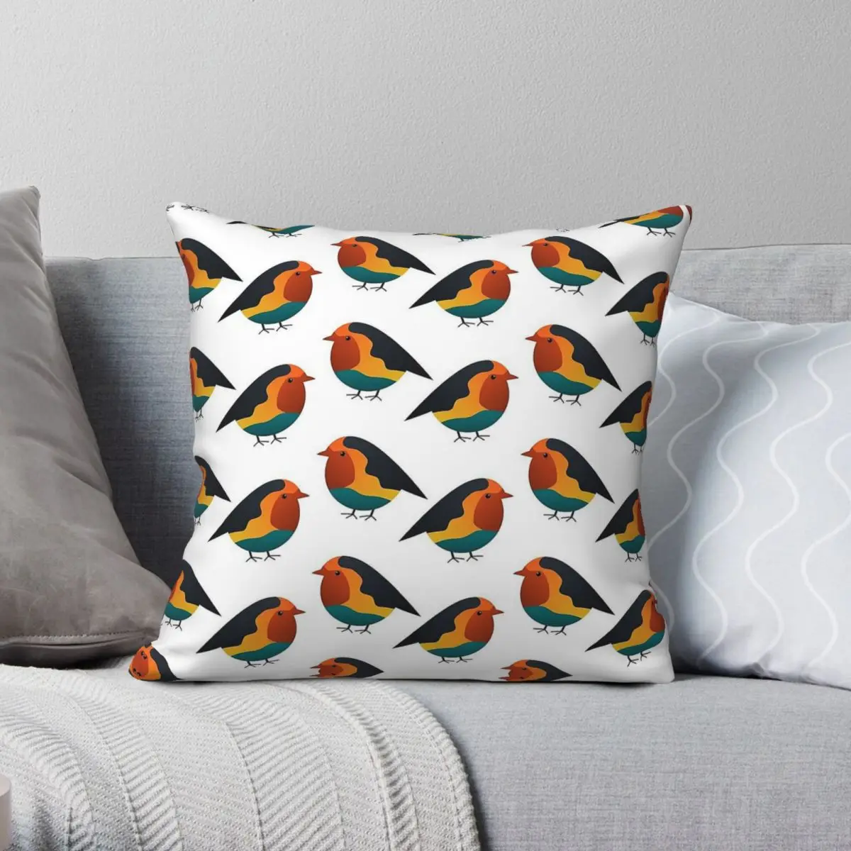 Cute Chubby Pigeon Bird Square Pillowcase Polyester Linen Velvet Creative Zip Decorative Home Cushion Case 18