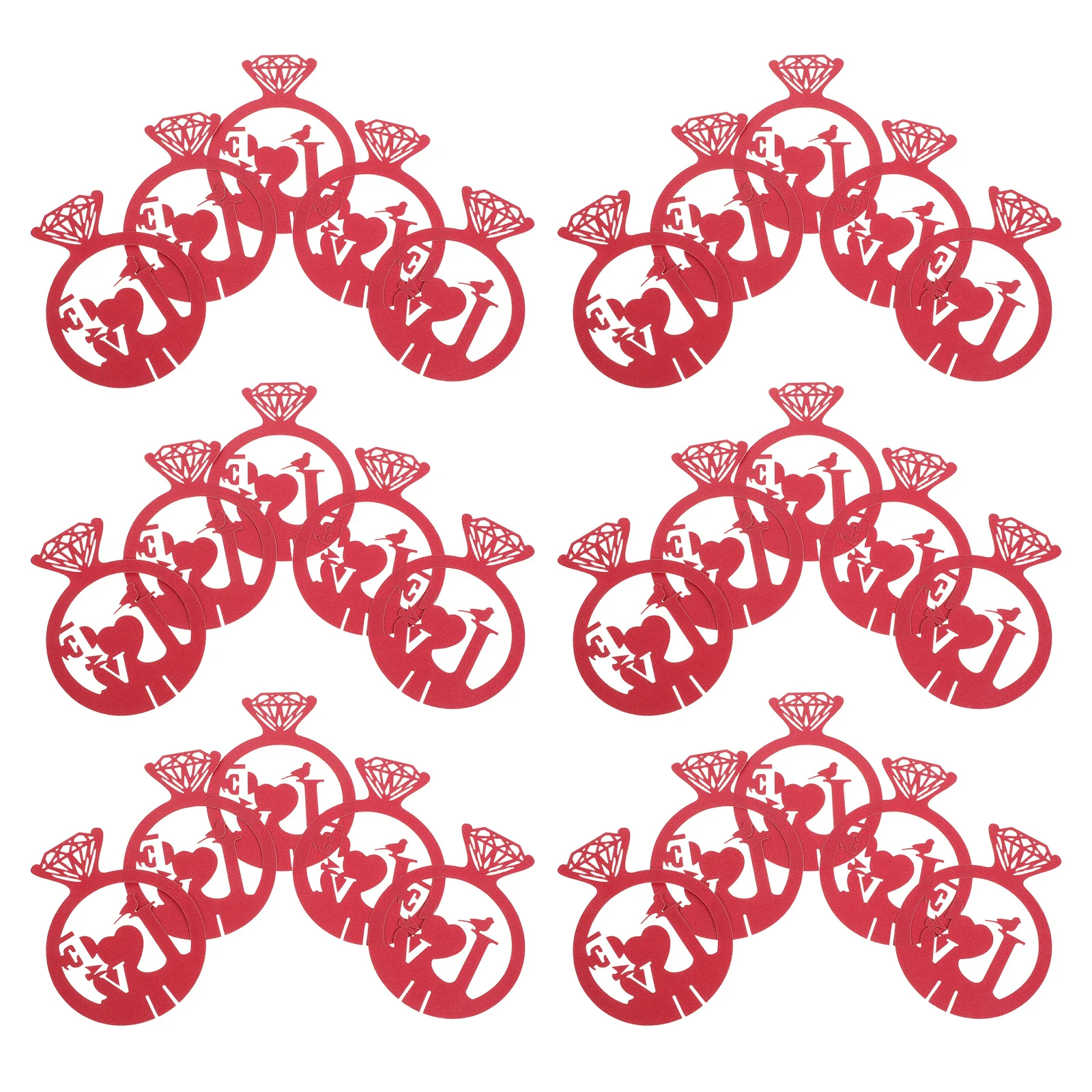 

50pcs Red Wine Glass Decorations Paper Heart Charms For Valentine Wedding Party Reusable Drink Markers Cocktail Glass Rim