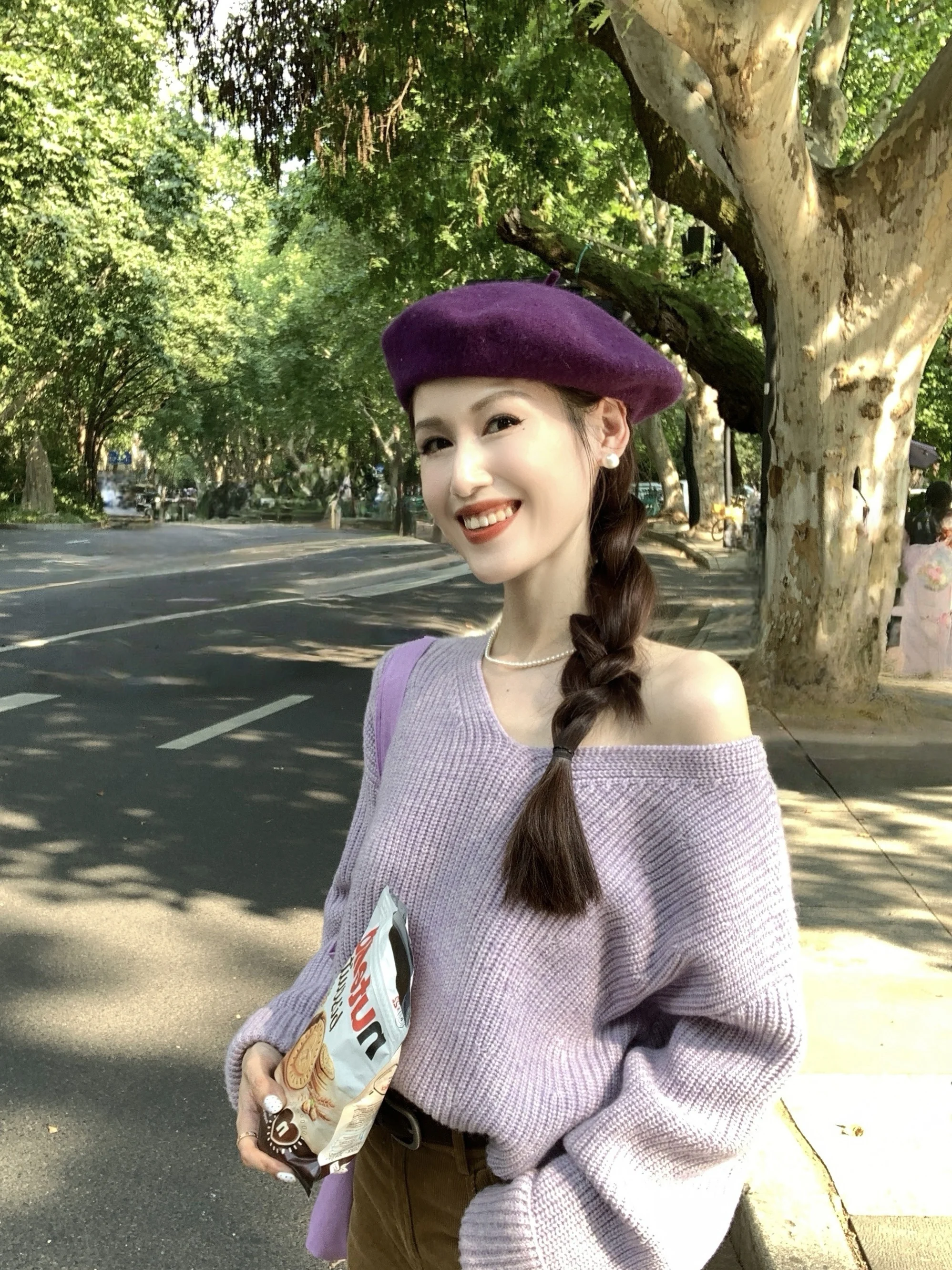 

Belagirls Full Wool V-ne oulder-baring Loose Long Sve Sweater Sweet Sle Knitted Top for Women Autumn Winter Season