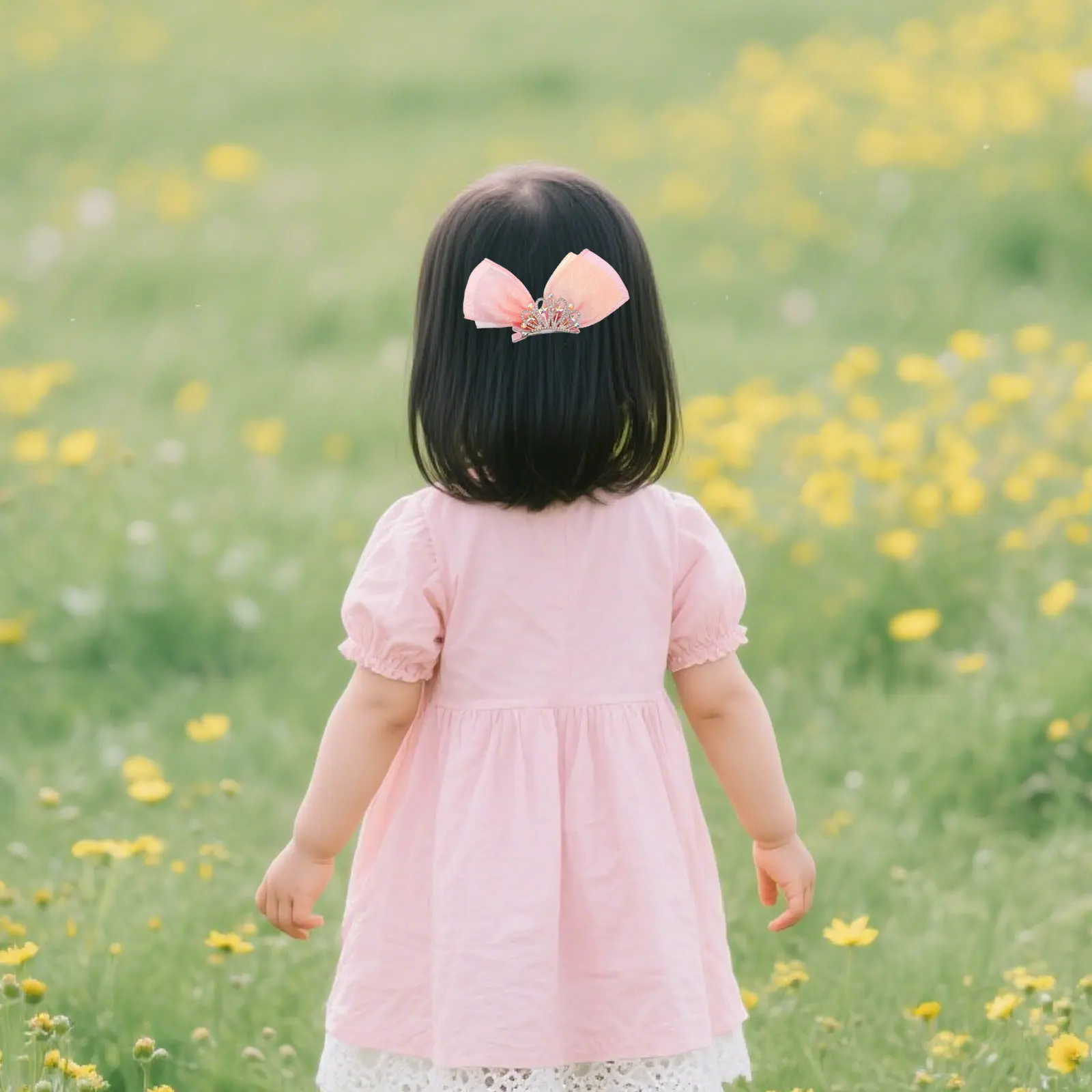 

2 шт. заколки для волос на день рождения: корона принцессы и банты, украшенные сверкающими стразами и тюлевой тканью, аксессуары для волос для вечеринок