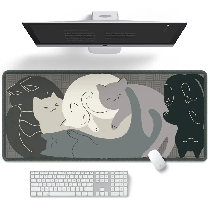 

Cute Cat Grey Big Gaming Mouse Pad Kawaii Large Computer Pink Mousepads Office Mouse Mats Keyboard Mat Gamer Mouse Pads Deskmat