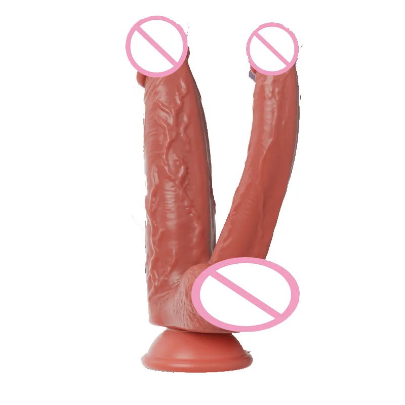 

Twins Dildos Texture And Arc Design Liquid Silicone Safety Health Girls Couples Lovers Lesbian Gay High Suction Masturbation New