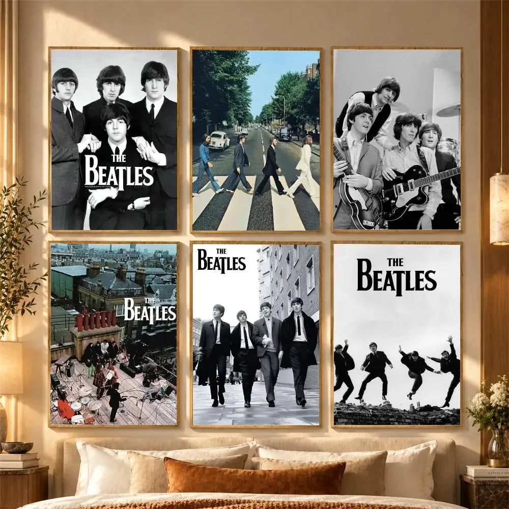 The B-Beatles Rock Band Poster Stickers Self-Adhesive Mural Wall Art Decals for Bedroom Living Room Home Painting Decor Gift