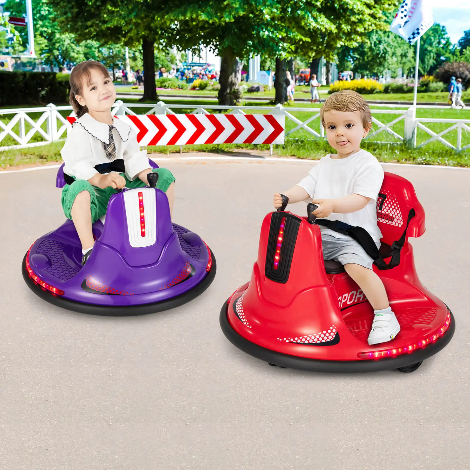 12V Bumper Car for Kids Toddlers Electric Ride On Car Vehicle w/ 360° Spin Purple