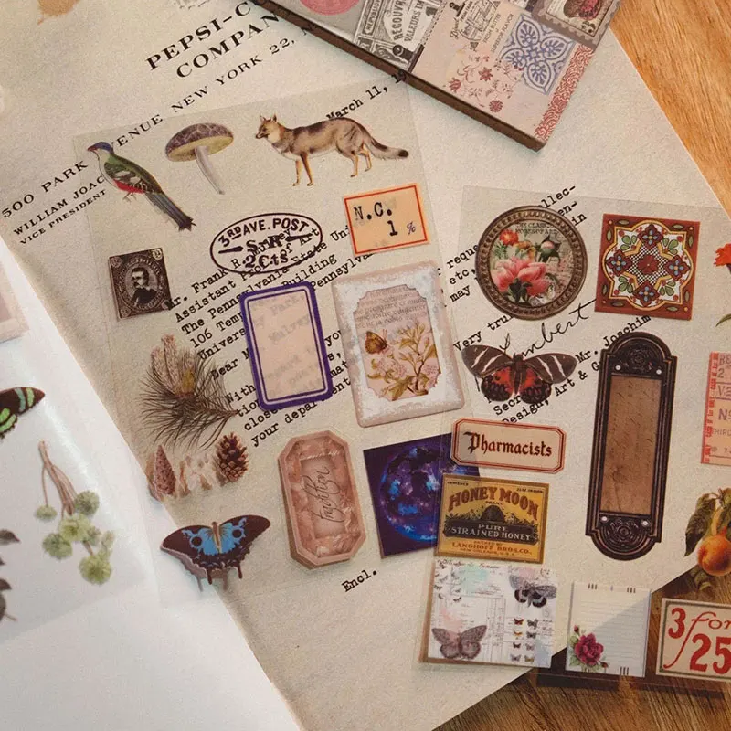 4 styles 20 pcs Poetry and Distant place series PET material stickers Junk Journal Supplies handmade Scrapbooking Material