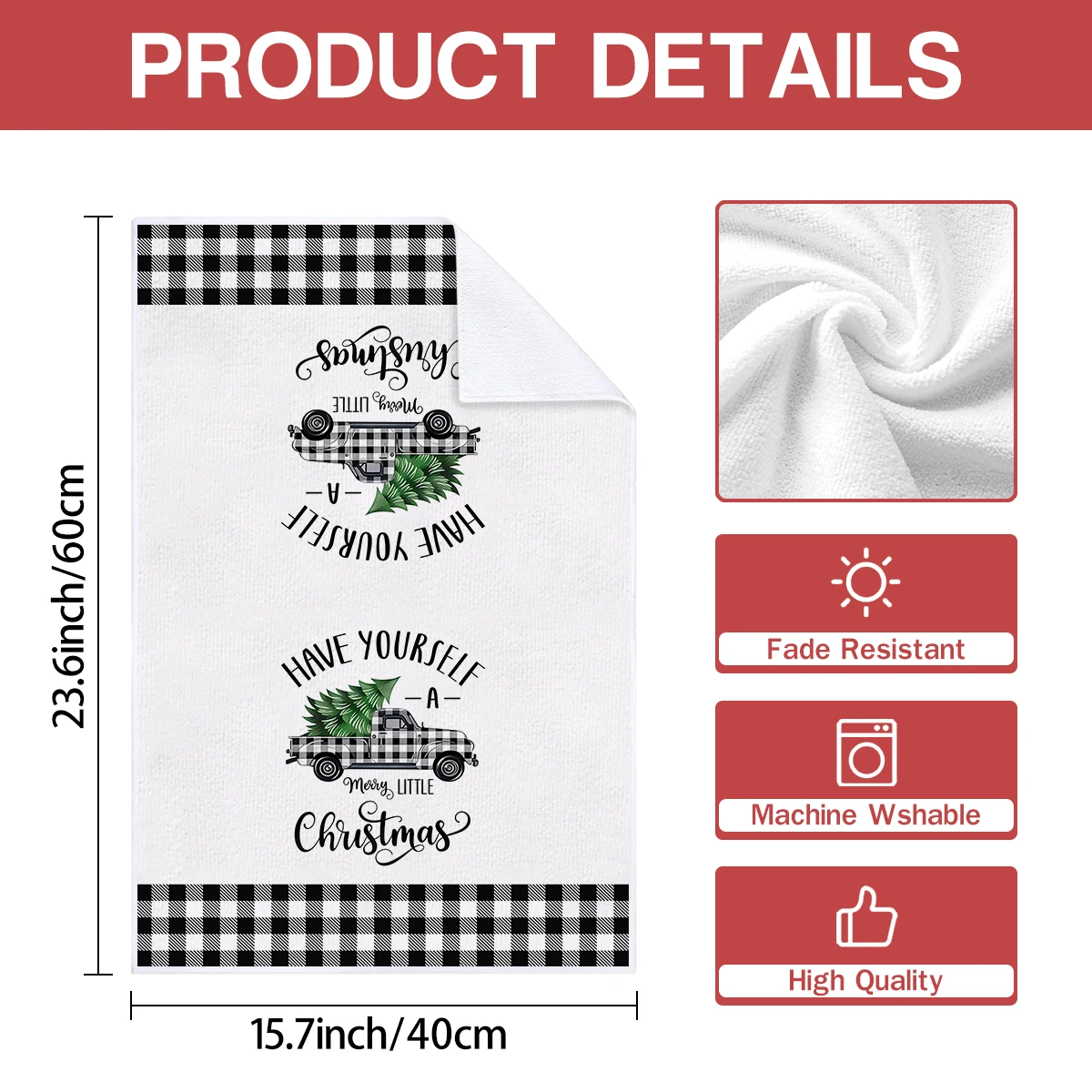 4/6pcs Christmas Kitchen Towel Set, Grey Elf and Christmas Tree Buffalo Checkered Dishcloths, Winter Truck Farmhouse Tea Towels