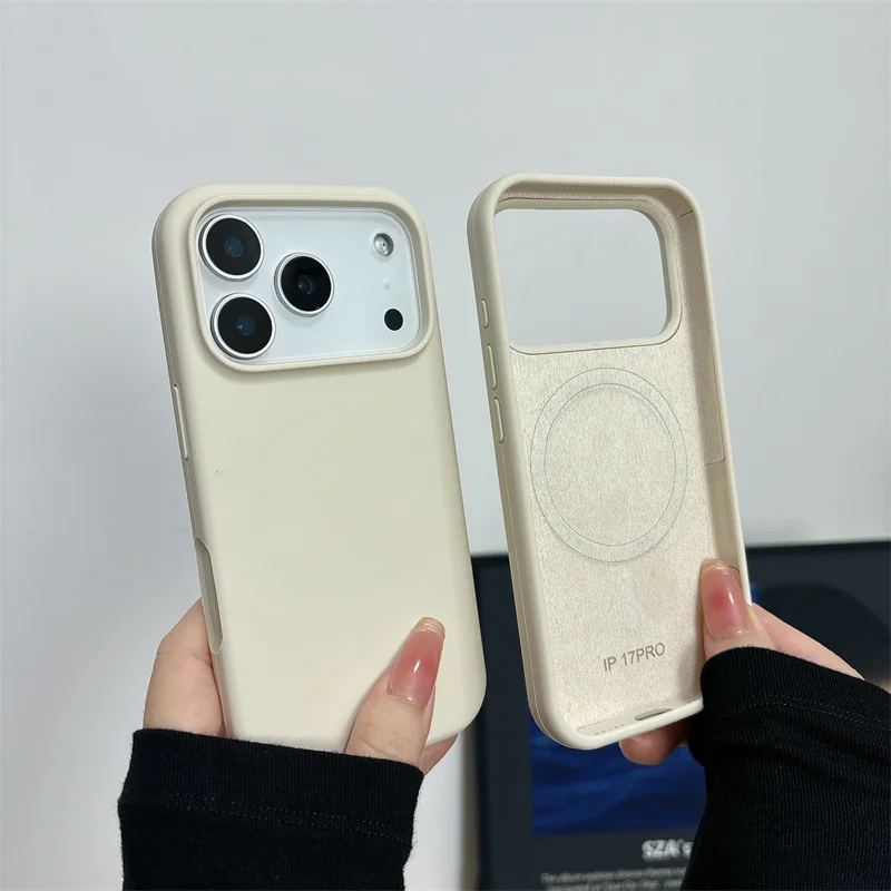 Magnetische Flüssigsilikonhülle für iPhone 17/17 Air/17 Pro/17 Pro Max für MagSafe mit großer Kameraöffnung, stoßfeste Schutzhülle