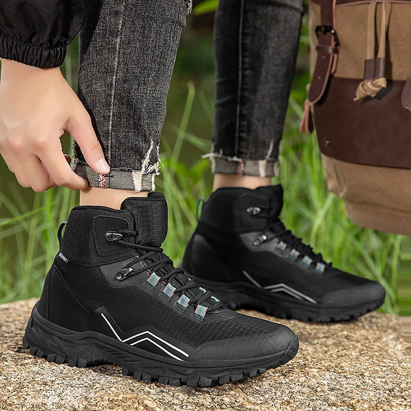 Botas de senderismo al aire libre Unisex para hombres y mujeres, zapatillas de Trekking de alta calidad, zapatos de plataforma para caminar para hombres, zapatos deportivos antideslizantes para mujeres