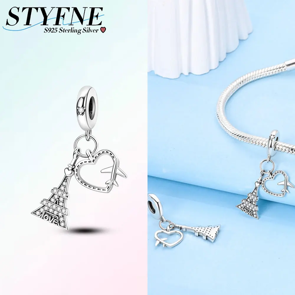 

Подвески из стерлингового серебра 925 пробы «Любовь в Париже», подвески в виде самолетов для путешествий, подходят для Plata 925, оригинальные браслеты, женские ювелирные изделия, подарки