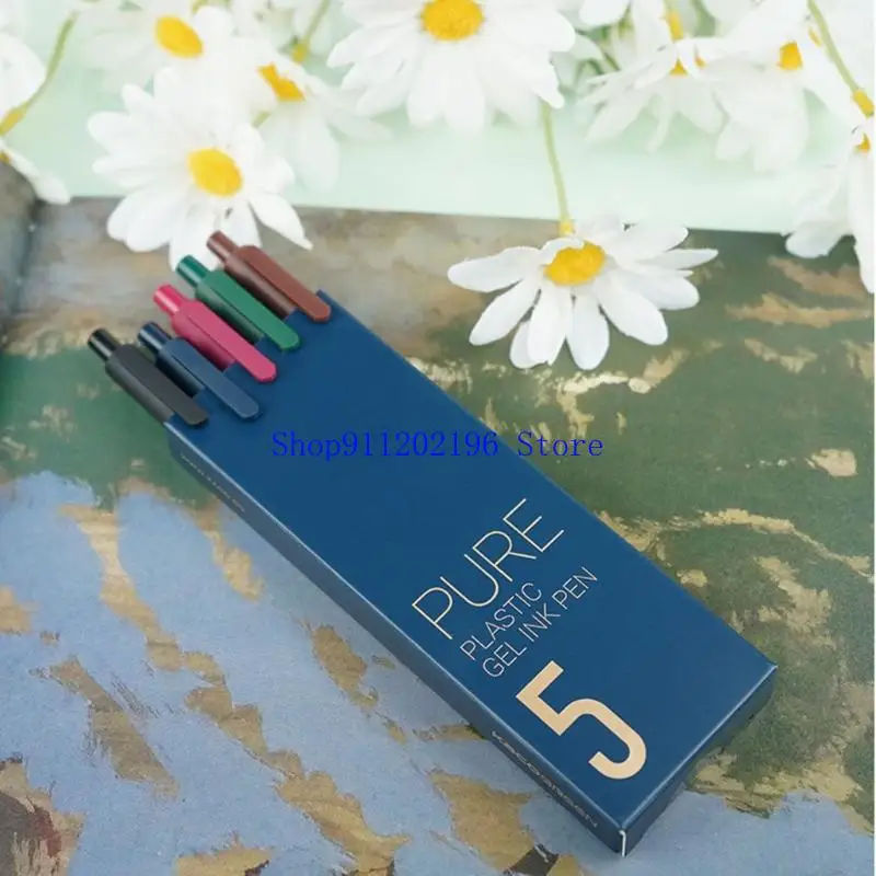 

P82A 5PCS Quick Drying Gel Inks Pen Retractable Gel Pen 0.5MM Black Inks for Writing