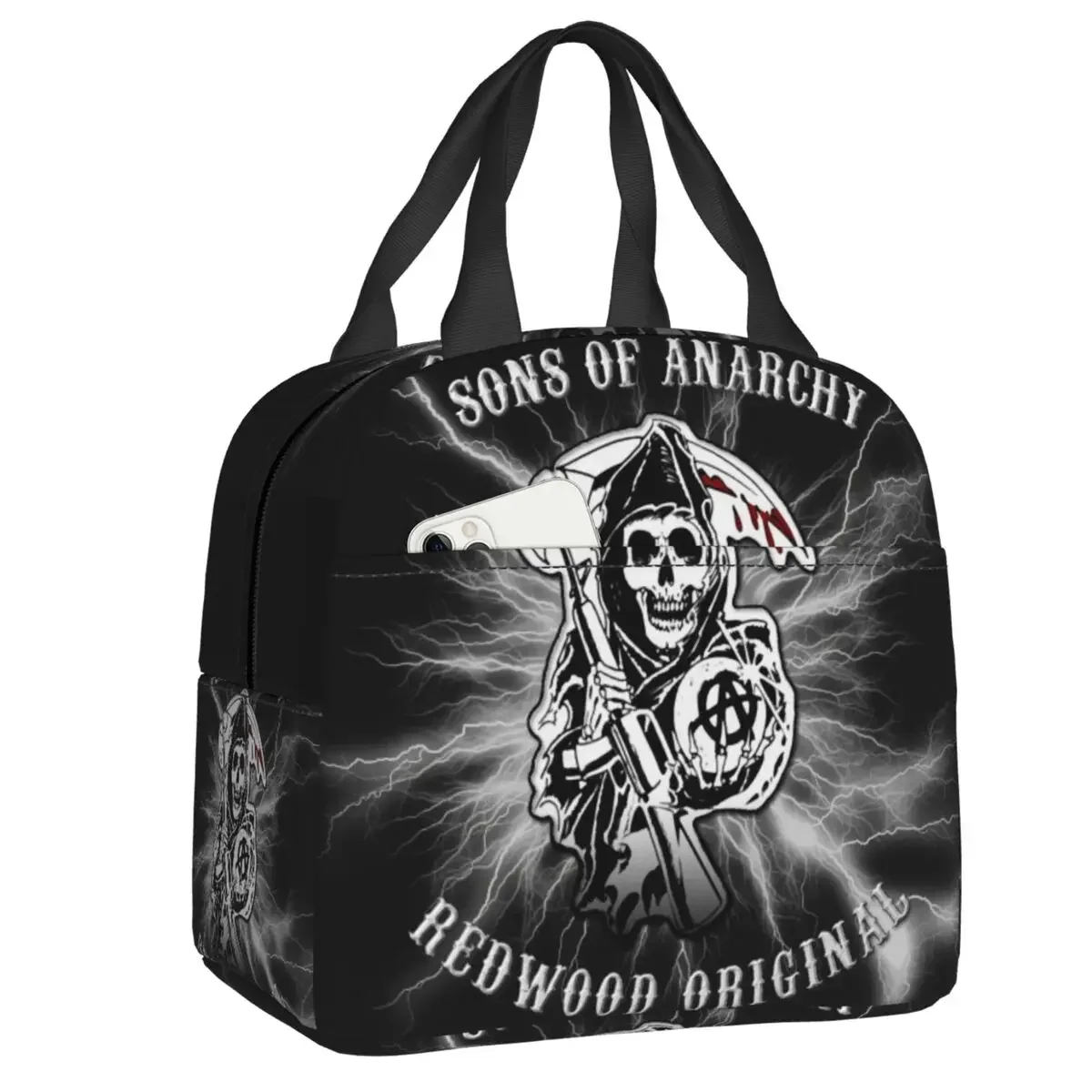 Horror Tv Movie Sons Of Anarchy Thermal Insulated Lunch Bag Women Resuable Lunch Container Work School Travel Storage Food Box