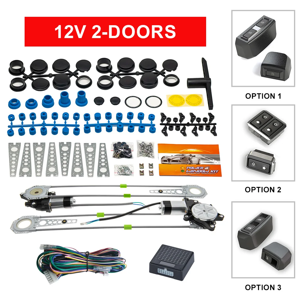 

Universal Electric Power Window Lift Regulator Conversion Kit for 2 Doors Pickup Motorised switch with control box