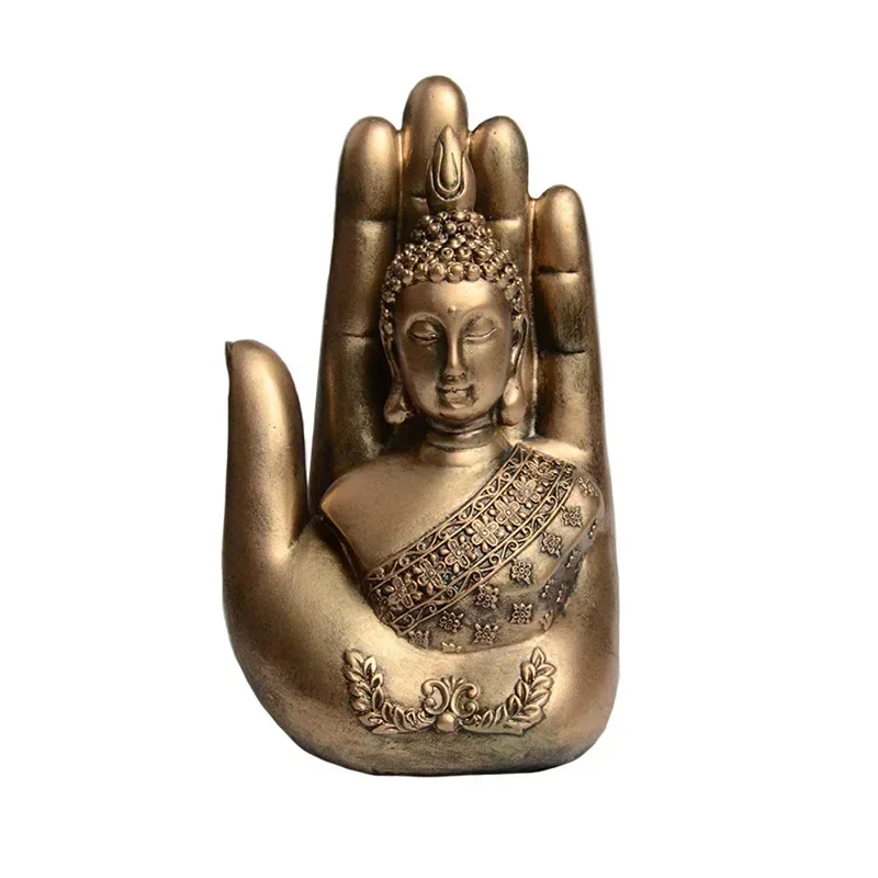 Creative Buddha sculpture in the palm of your hand  resin modern art figurine  home Feng Shui decoration Vintage style figurine