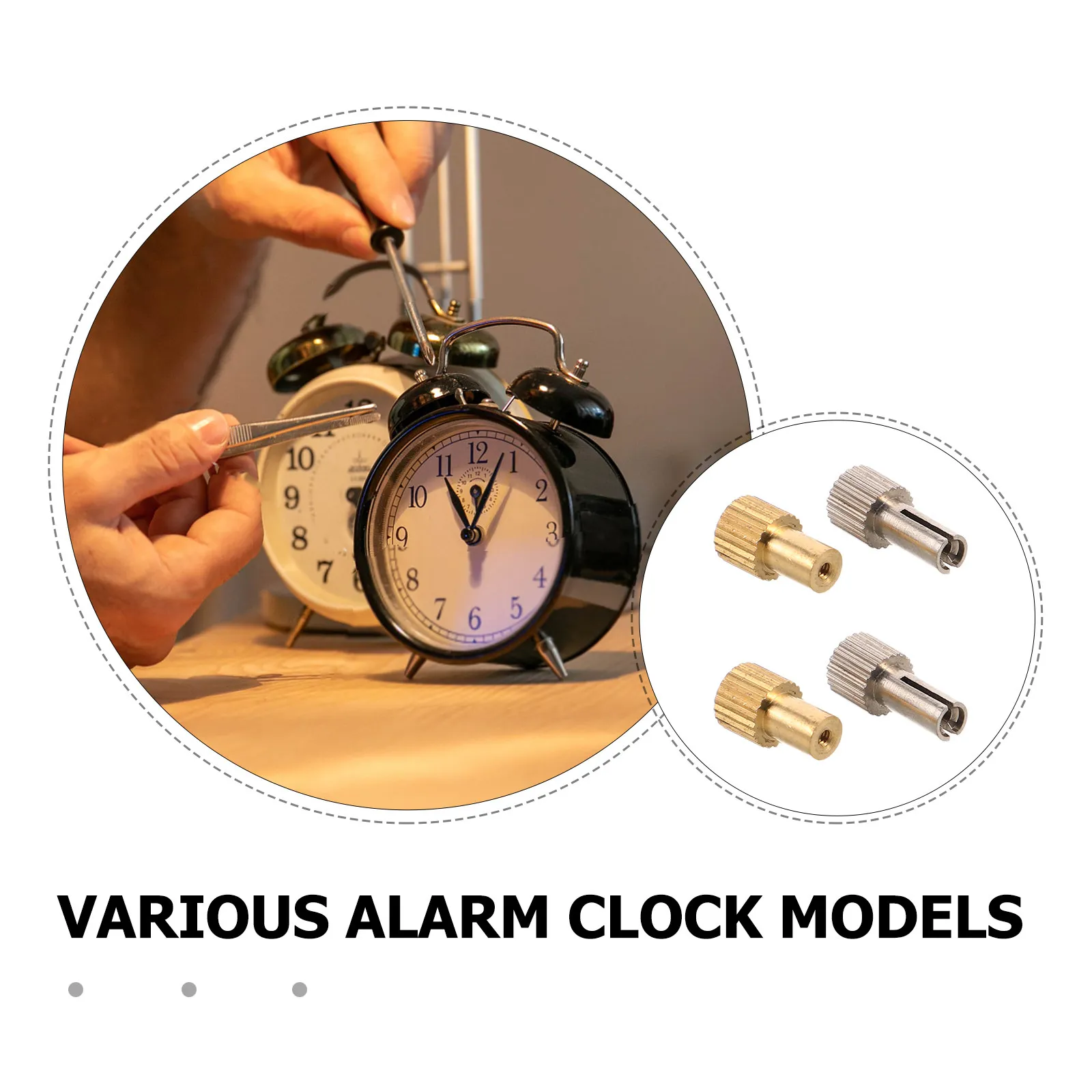 4Pcs Mechanical Clock Repair Knob Alarm Clock Knob Accessories Time Adjust For Wall Metal Knurled Adjustment Time-Setting Parts