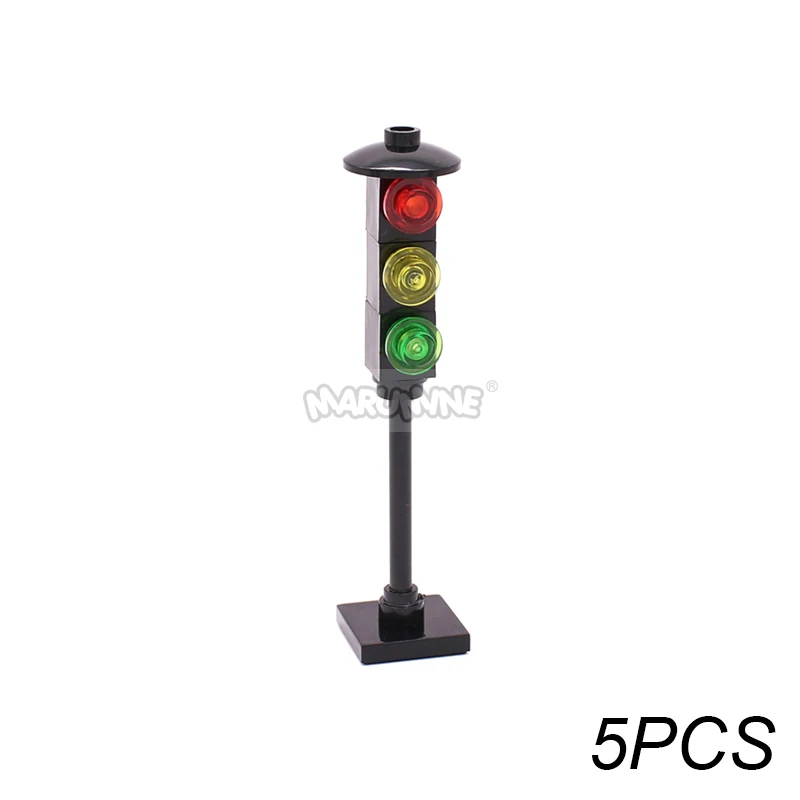 Marumine Verkeer Verkeersbord Licht Lamp Moc Blok Baksteen Onderdelen City Street View Building Bricks Blocks Accessoires Barrière Waarschuwing Maximum Snelheid