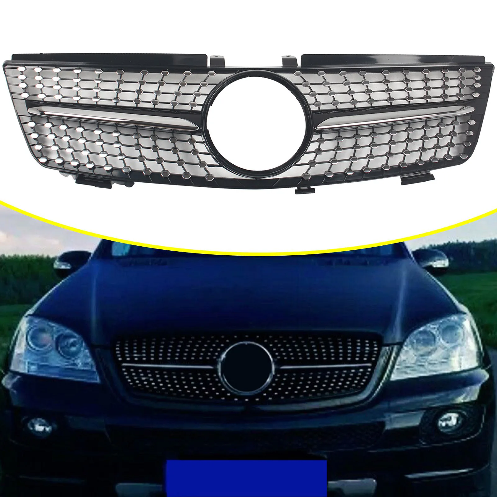 

Car Front Bumper Racing Grill Billet Gril Tuning Accessories For Mercedes Benz ML-Class W164 2005-2008
