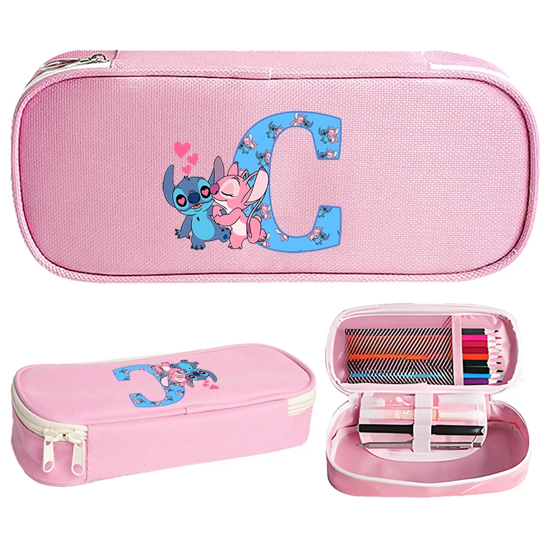 2024 Stitch Disney Girls Print Pencil case Pencil Box Student School Supplies Stationery Penbag Cartoon Anime Kids Cute Gifts