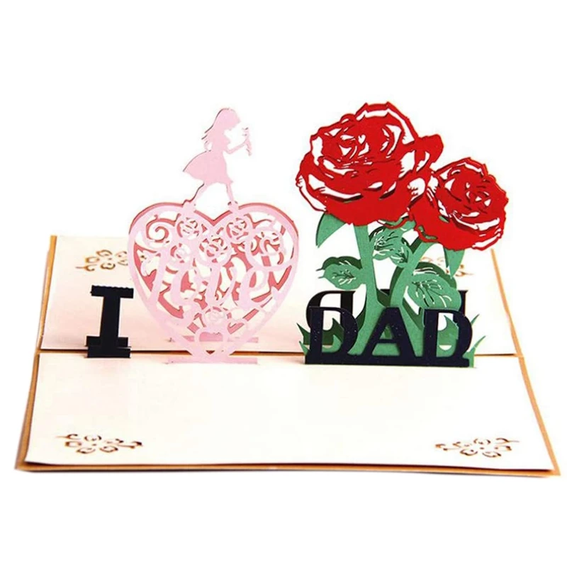 โปสการ์ดวันพ่อ3D แบบสร้างสรรค์งานประดิษฐ์ทำด้วยมือกระดาษประติมากรรมแบบกลวงการ์ดอวยพรเหมาะสำหรับโปสการ์ดอวยพรของพ่อ