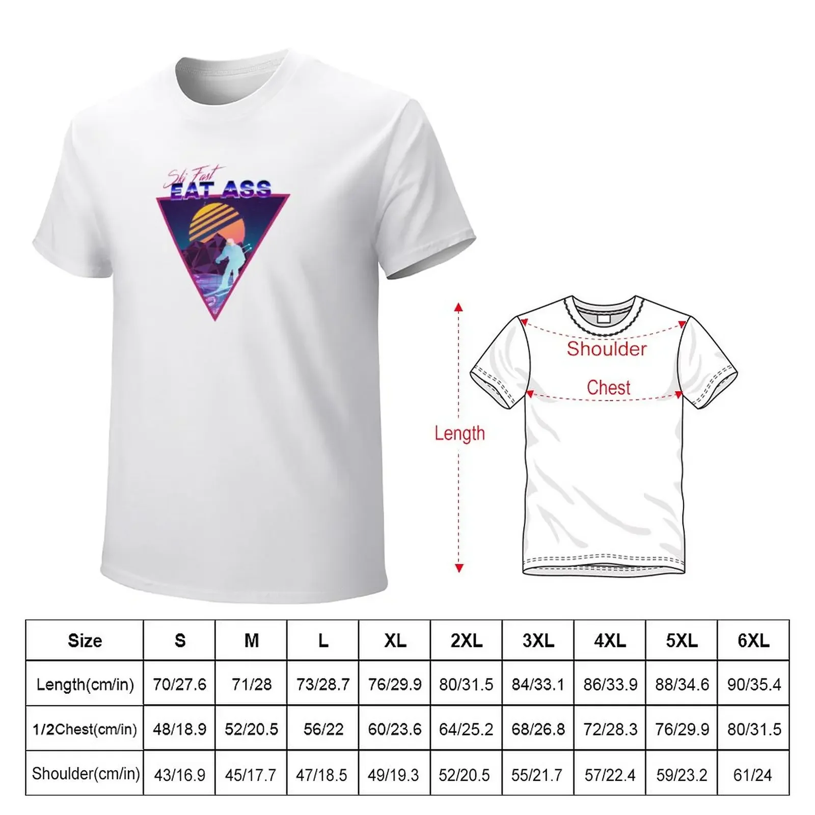 Retro Vaporwave Ski Mountain | Ski Fast Eat Ass | Shirts, Stickers, and More! T-Shirt tees summer tops t shirts for men pack