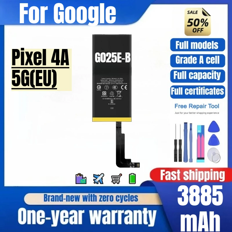 G025E-B for Google Pixel 4A 5G(EU) Phone Battery 0 Cycle High Quality High Capacity Replacement Bateria Grade A Cell with Tools