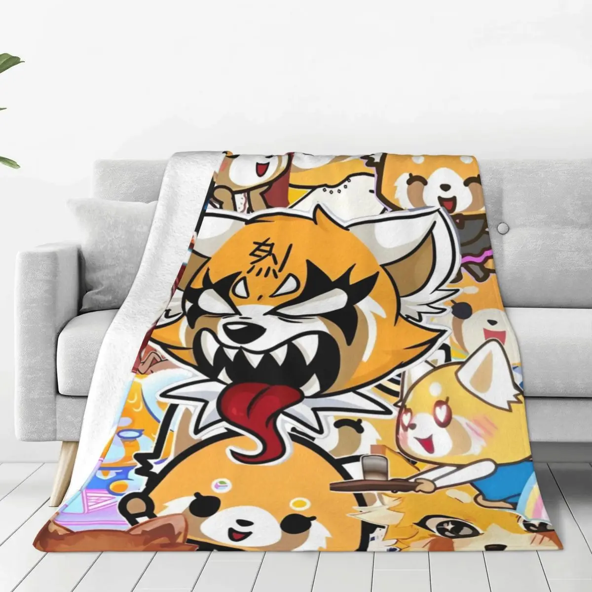 Warm Soft BlanketStudents Airplane Travel Japan Aggretsuko Aggressive Throw Blanket Flannel Bedspread For Living Room Bed Cover