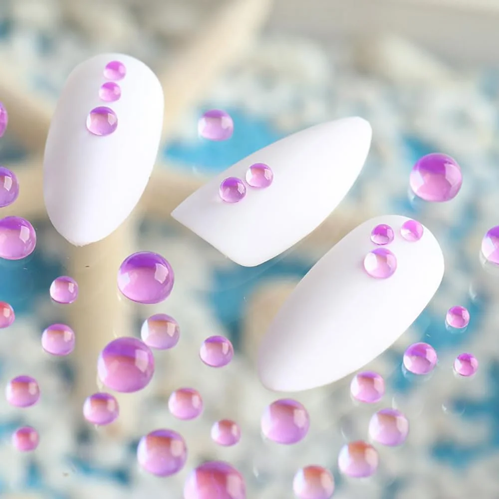 6 grades/caixa 3d aurora sereia grânulo unhas arte strass tamanho misto colorido sereia grânulo redondo prego cristal diy manicure diamante