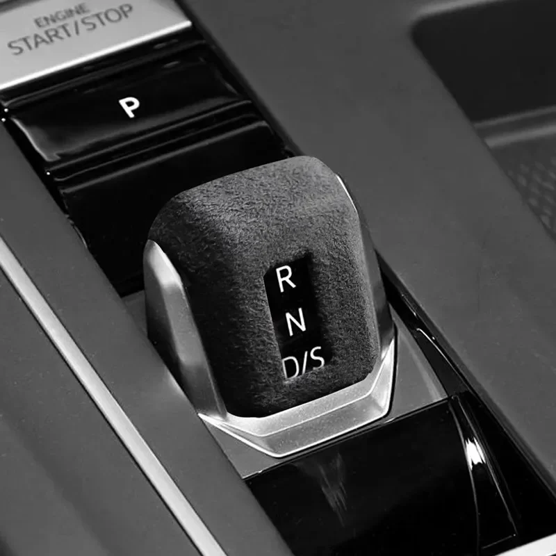 Suede Car Gear Shift Knob Sticker Cover Trim for Volkswagen Golf 8 / 8.5 2021 2022 2023 2024 2025 Black