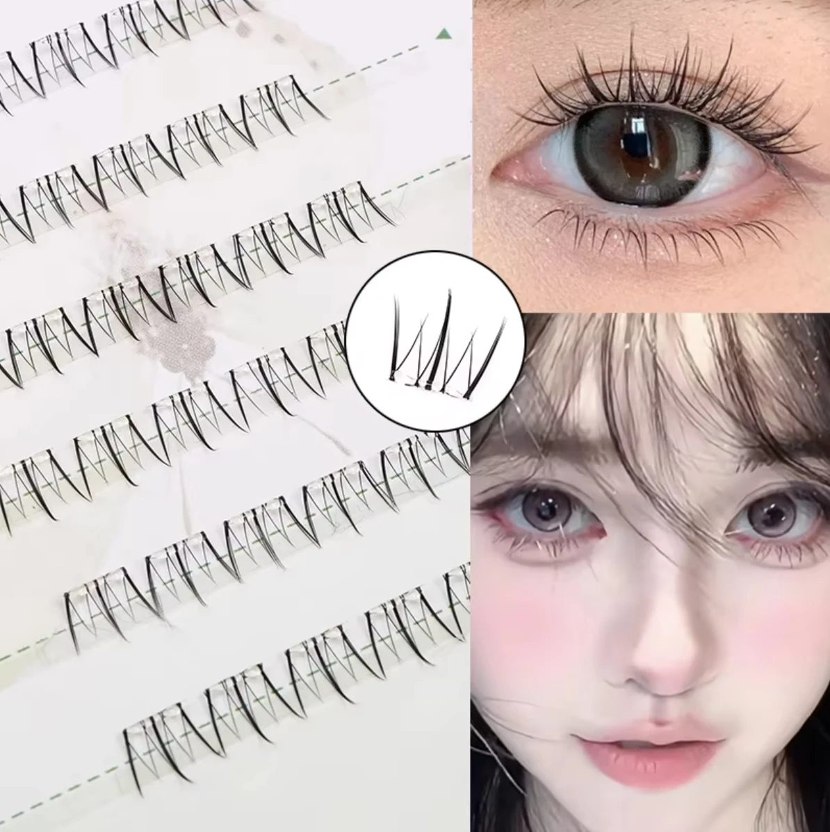 2-Sekunden-Handaufkleber, kleberfreie untere Wimpern, weißes Mondlicht, kleberfreie Wimpern, glatte Serie, leichtes Make-up, natürlich