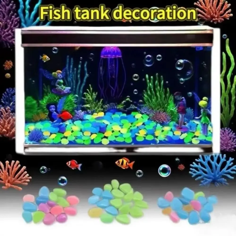 

600Pcs Mini Glow in The Dark Pebble Colorful 1cm Aquarium Decoration Stone DIY Resin Garden Glow Pebbles Landscape Decoration