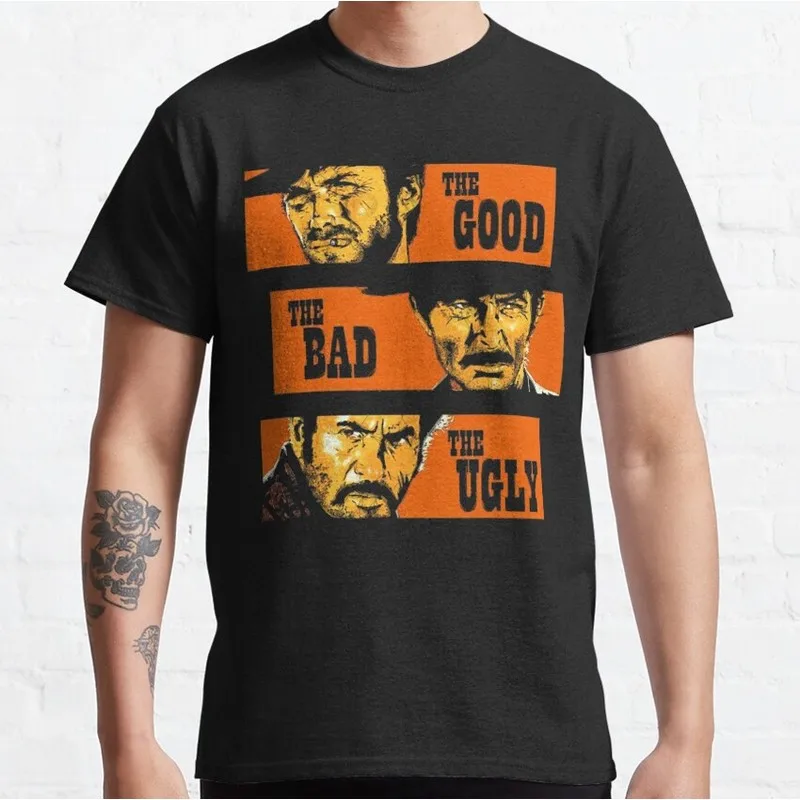 The Good The Bad And The Ugly Gift Tshirt Clint Eastwood Classic Western Film Print T Shirt Retro Short Sleeve Cotton Unisex Tee