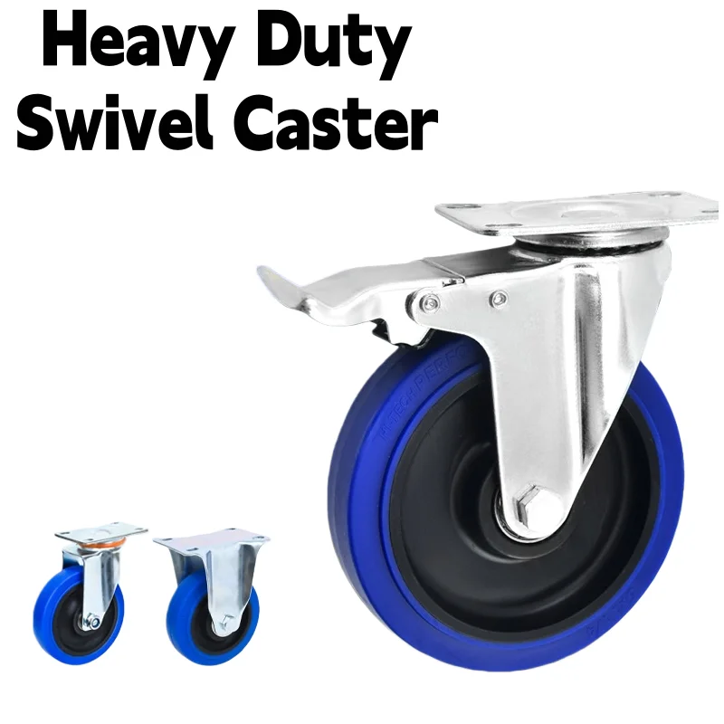 Heavy Duty Swivel Caster Dual Ball Bearing Industrial Caster 3 4 5 Inch Silent Wheel Cart Caster Durable Floor Protection Wheel