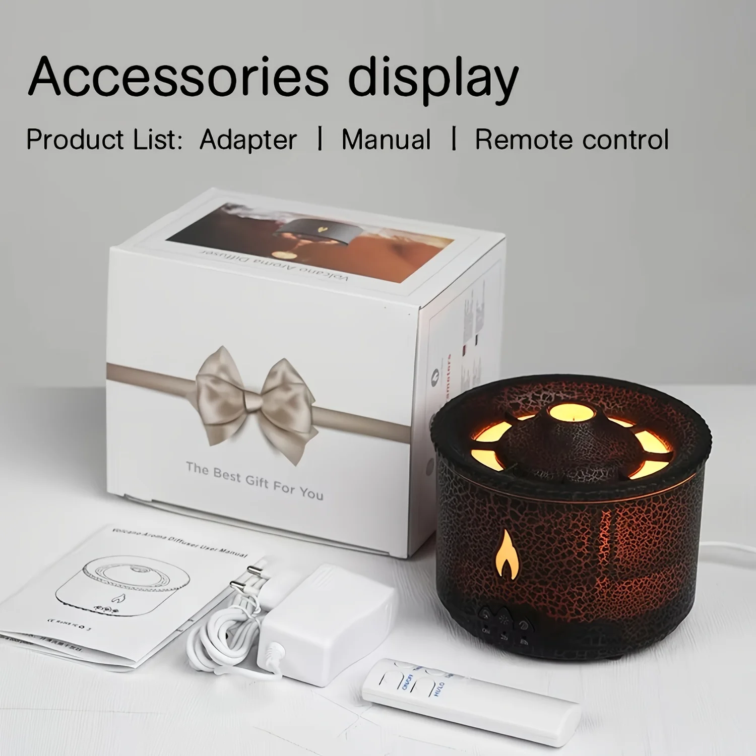 Ultra-Quiet Volcano Aroma Humidifier 300ml Dual Mist Modes Remote Control  With 6 Essential Oils For Relaxation & Aromatherapy