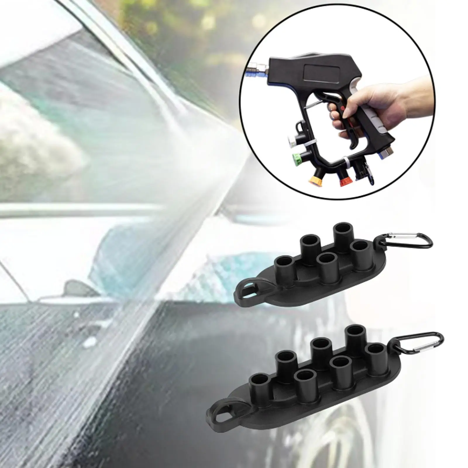 Washer Nozzle Holder Rubber Tip Bracket Portable Organizer Rack for High Pressure Washer Nozzles Easy to Install Design