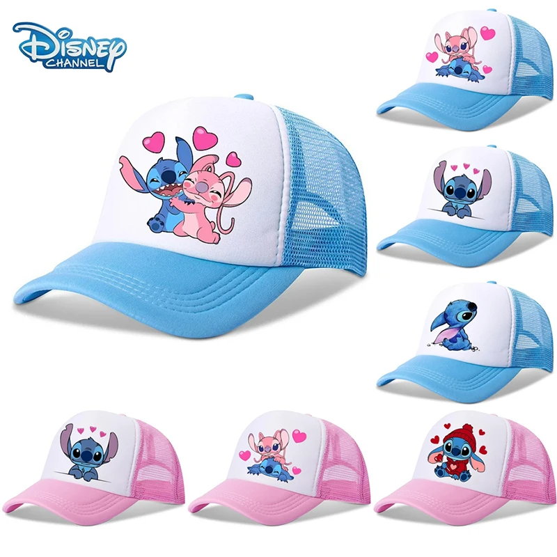 Disney Stitch Baseball Cap Children Cartoon Mesh Cap Adjustable Protection Unisex Casual Hip-Hop Print Mesh Sun Hat Kid Gifts