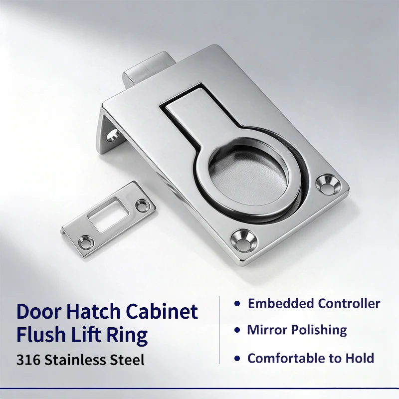 1PC Marine Grade 316 Stainless Steel Flush Pull Lift Ring Handle for Recessed Boat Hatch Floor Latch Marine Hardware Accessories