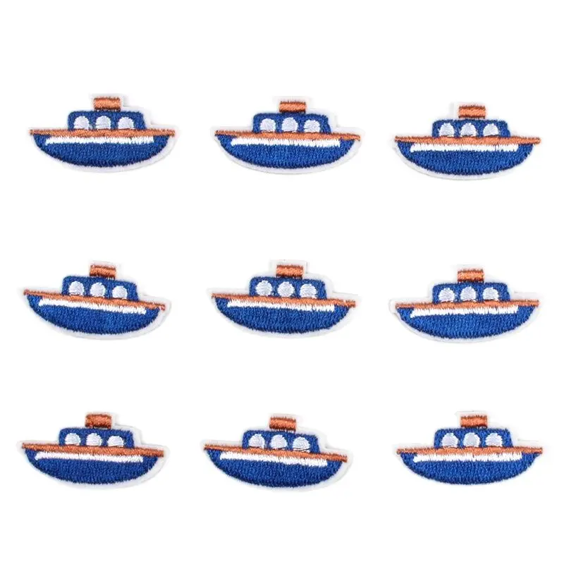 10pcs Iron On Boat Patch Sew On Cartoon vessel Sticker For Jeans Coats Hats Shoes Decoration DIY Handmade Garments Appliqued