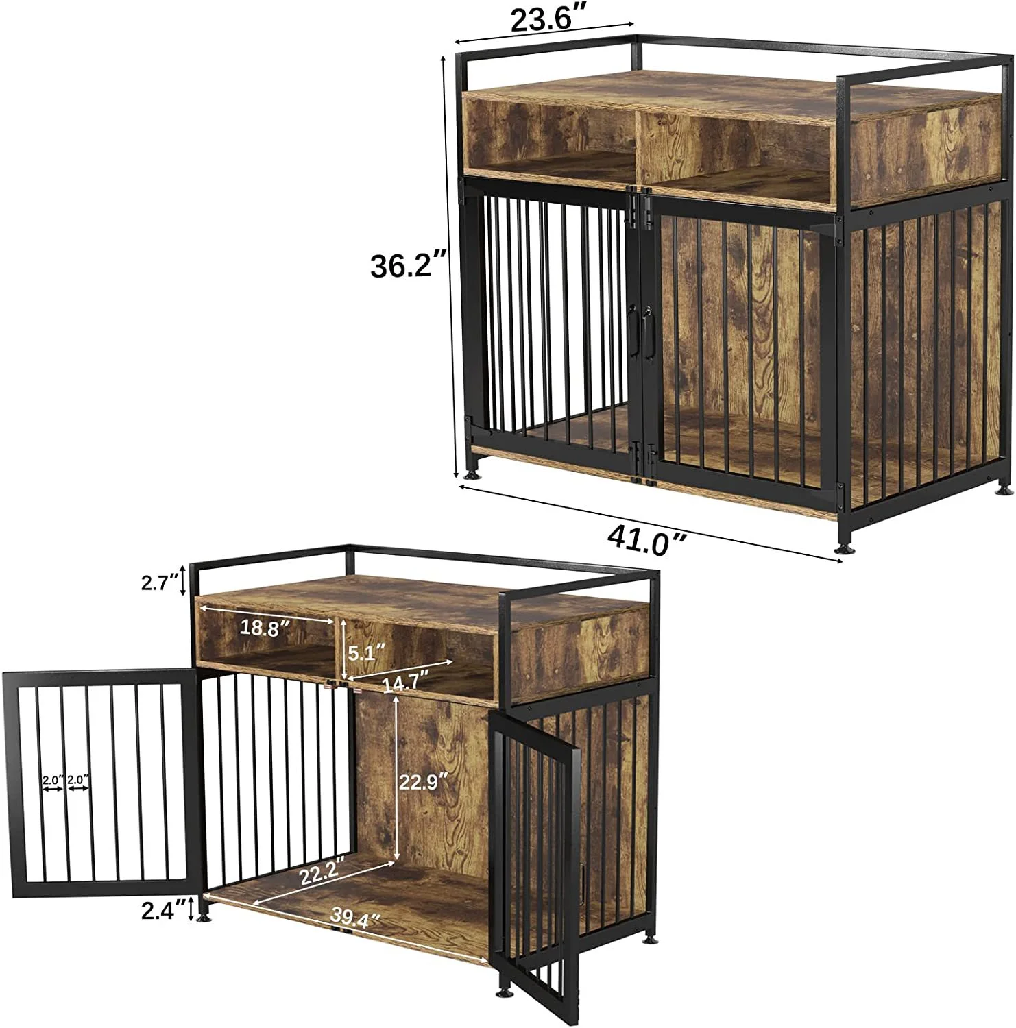 Large Anti-Chew Construction Design Dog House Engineered Wooden Dog Crate Furniture Pet Houses Drop Cage for Dogs