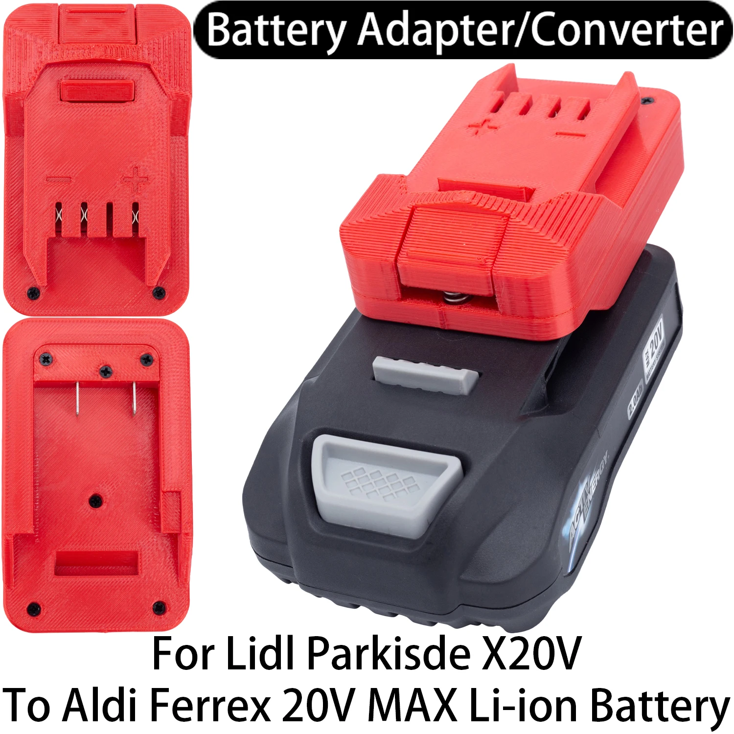 Battery Adapter For Lidl Parkside X20V Li-ion Tool To Aldi Ferrex 20V Li-ion Battery Adapter Converter Power Tool Accessory