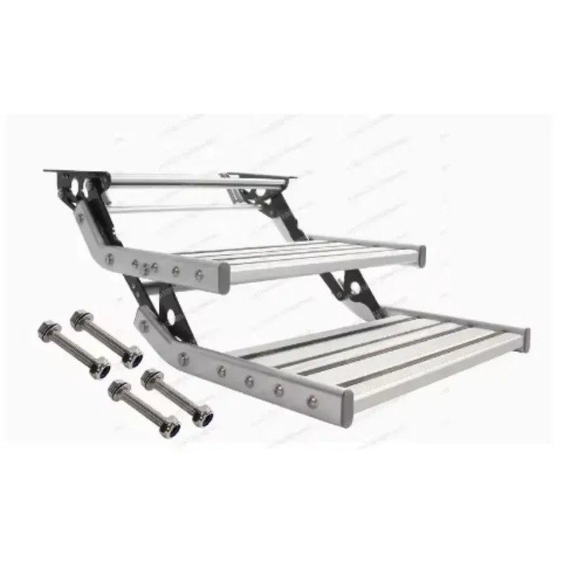 Manual double step folding aluminum RV platform steps, suitable for RVs, camper parts