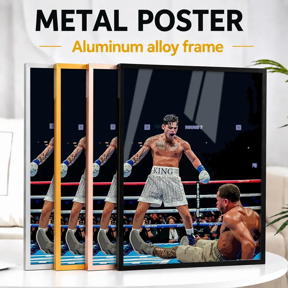 Ryan Garcia Knockout Victory Framed Aluminum Metal Poster Customized Photo Energetic Motion Style Wall Art For Training Studio