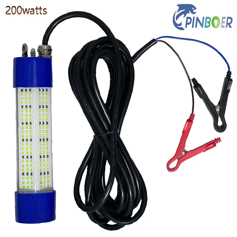 Imagem -03 - Pinboer-luz de Pesca Subaquática Lâmpada Led Submersível de Alta Potência Isca e Localizador Verde e Branco 12v 200w 300w