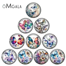 Watercolor Butterfly with Flowers Art Patterns 12mm/18mm/20mm/25mm Round Photo glass cabochon demo flat back Making findings